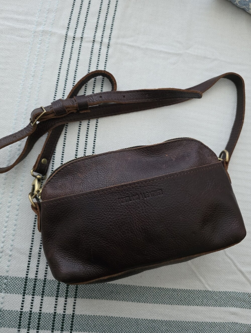 Portland Leather Eclipse Crosbody Bag Dark Brown Western Boho Pebbled Leather